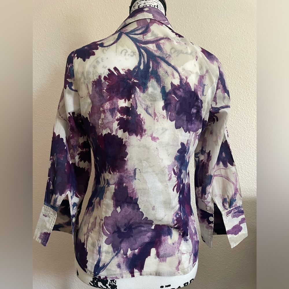 Ann Taylor Floral Design Button Down Shirt Blouse - Picture 4 of 8